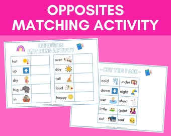 Opposites Matching Activity | Preschool Sorting Game | Montessori Learning Activity