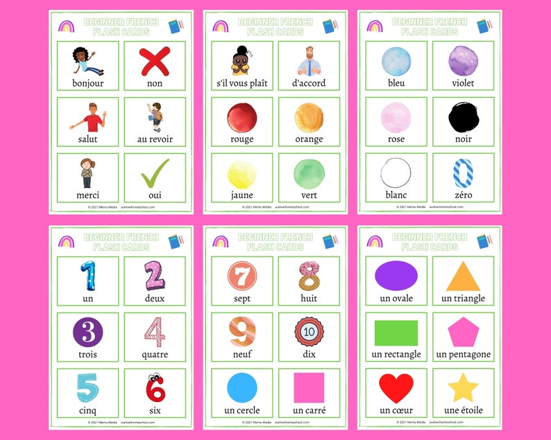 Beginner French Flash Cards French Learning Resource Français Etsy