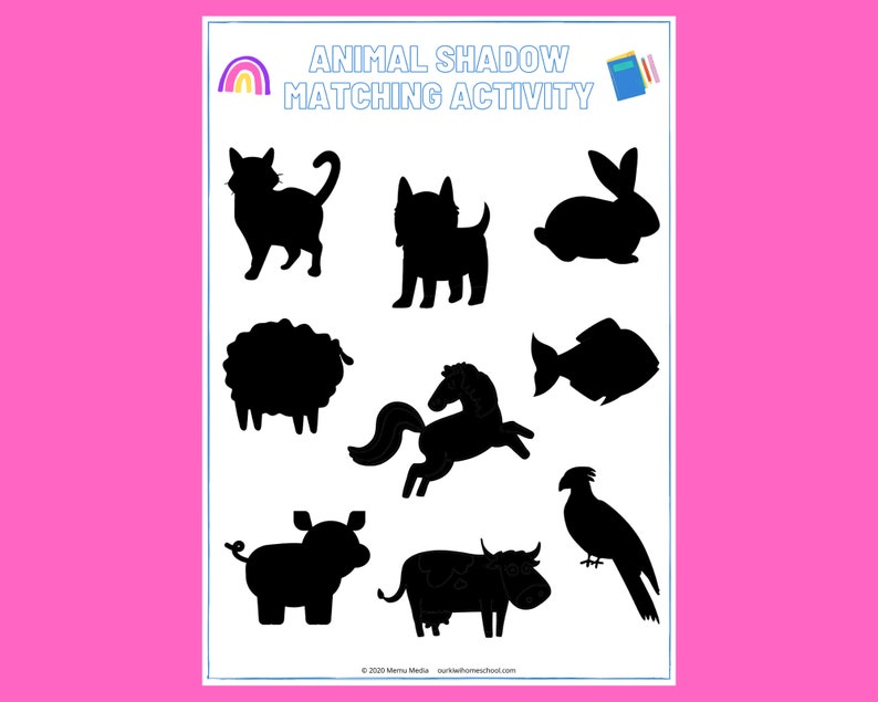 Animal Shadow Matching Activity Preschool Sorting Game | Etsy