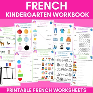 Livro de exercícios de francês para iniciantes | Planilhas de francês para crianças | Livro de exercícios de francês do jardim de infância | Planilhas pré-escolares francesas