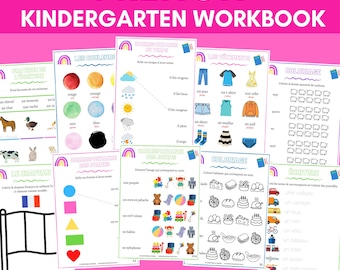 Beginner French Workbook | Kids French Worksheets | Kindergarten French Workbook | French Preschool Worksheets