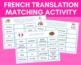French Translation Matching Activity | French Learning Game | Français