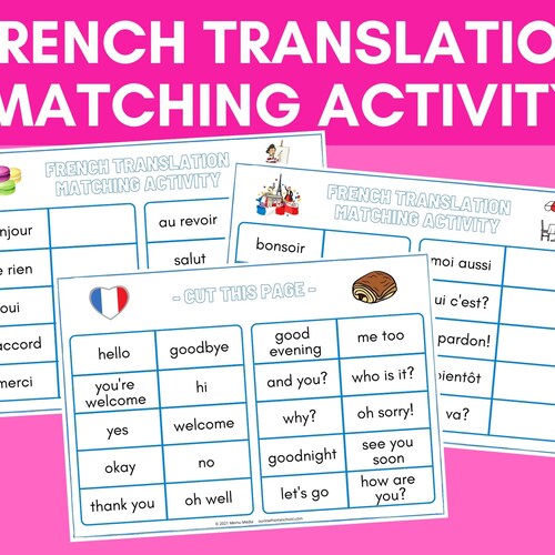 French Translation Matching Activity French Learning Game Etsy
