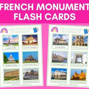French Monument Flash Cards | Beginner French | French For Kids