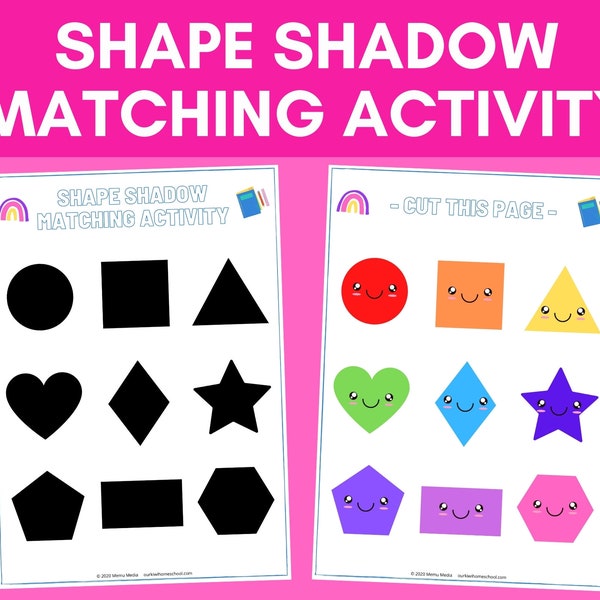 Shape Shadow Matching Activity | Preschool Sorting Game | Montessori Activity