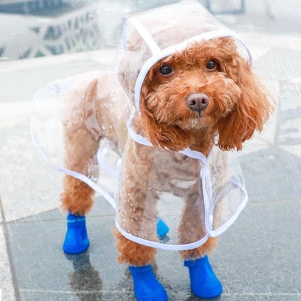 Ondoordringbare waterdichte doorzichtige hondenregenjas | Waterdichte hondenkleding | Hondenbuitenjas reflecterend | Kleine middelgrote hondenregenjas