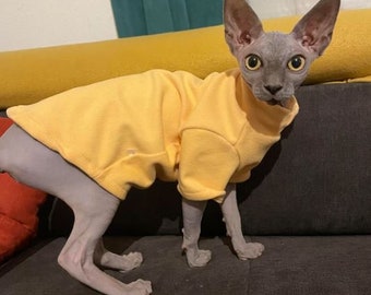 Sphynx Cat Clothes Baby Soft Cotton Fall Winter Kitten | Small Cat Clothes | Cornish Devon Cat Costume Hairless Pet Clothes | Pet Cat Warmer
