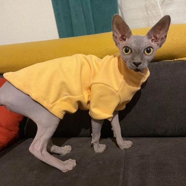 Sphynx Cat Clothes Baby Soft Cotton Fall Winter Kitten | Small Cat Clothes | Cornish Devon Cat Costume Hairless Pet Clothes | Pet Cat Warmer