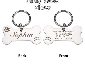 Personalized Free Engraving Pet Dog Name Tags | Shiny Steel Kitten Puppy | Anti-lost Collars Tag | Collar for Dogs Cats Nameplate