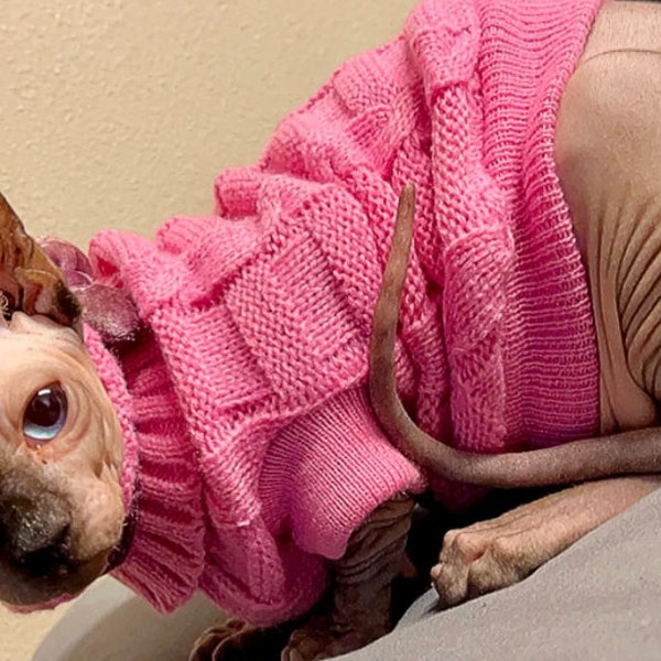 Sphynx Winter Warm Knitted Pet Cat Clothes | For Small Cats Cat Sweater Costumes | Kitten Coat Jacket Cat Dog Clothing | Hairless cat Cloth