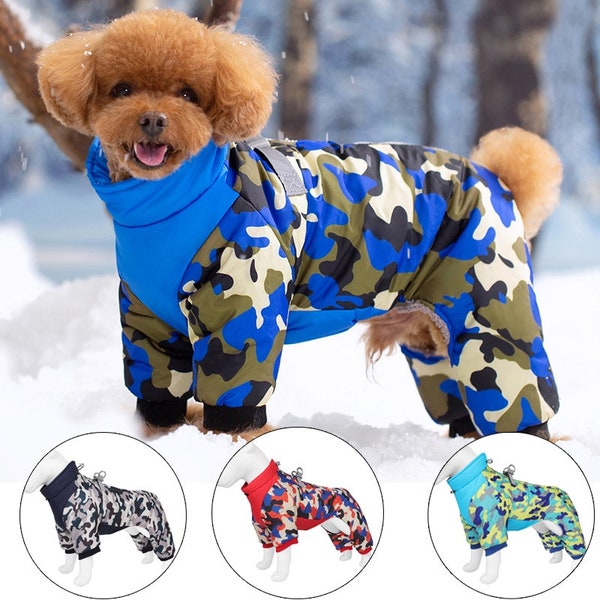 Waterproof Chihuahua Camouflage Dog Jumpsuit Overalls | Small Medium Dogs Winter Padded | Pet Rompers Poodle mascotas Clothes | Pet Costumes