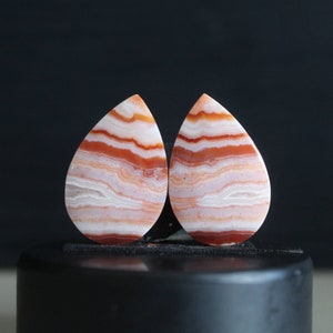 Rare pink lace agate pair cabochon