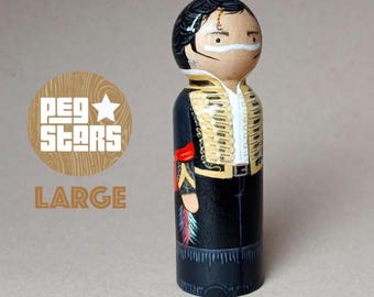 Hand-Painted Adam Ant inspired Wooden Peg Doll: 80s Punk, New Romantic Icon 9cm