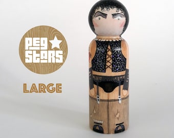 FRANK-N-FURTER inspired peg doll. Rocky Horror Picture Show 70s Cult Movie Halloween. Hand painted wooden peg figure - larger 9cm/3.5inch