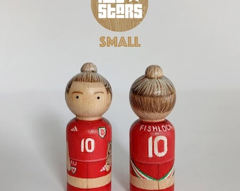 Jess Fishlock Peg Doll: Wales Women's Football - Hand Painted wooden Figure 6cm
