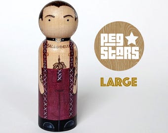 Damiano David - Maneskin inspired wooden Peg Doll: Eurovision Fan Gift 9cm