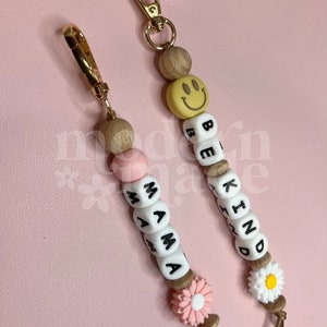 Name Silicone Beaded Keychain, Custom Keychain, Personalized Gift, Diaper Bag, Backpack, Silicone Bead, Wood Beads image 5