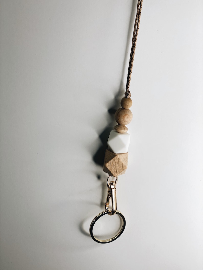 Yin Yang Teacher Lanyard - Wood & Metal Bead ID Badge Holder, 18 Inch Black Lanyard For Nurse, Teacher - View #7