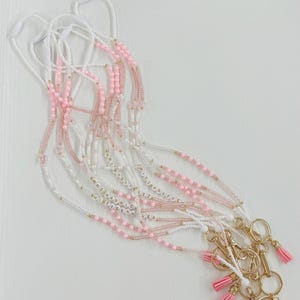 NEW Pink Seed Bead Teacher Lanyard, Teacher Gift, Badge Necklace, Stylish Lanyard, Seed Bead Lanyard, Beaded Lanyard, Modern Made Company