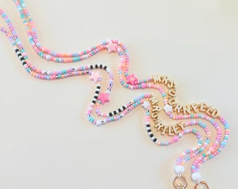Fun Colorful Teacher Lanyard: Seed Beads, Breakaway Clasp, Back to School