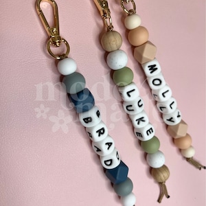 Name Silicone Beaded Keychain, Custom Keychain, Personalized Gift, Diaper Bag, Backpack, Silicone Bead, Wood Beads image 7