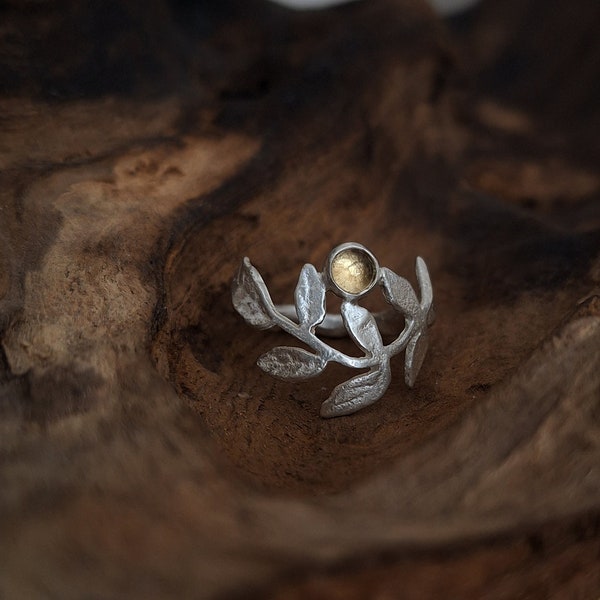 Ash Leaf ring with Citrine