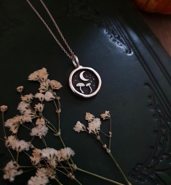 MADE TO ORDER Mushroom and Moon Pendant - Etsy