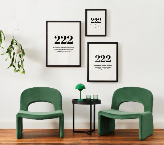 222 Angel Number Poster, Minimalist Spiritual Wall Art (digital ...