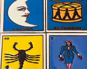 Lotería coasters handmade total of 4 cards