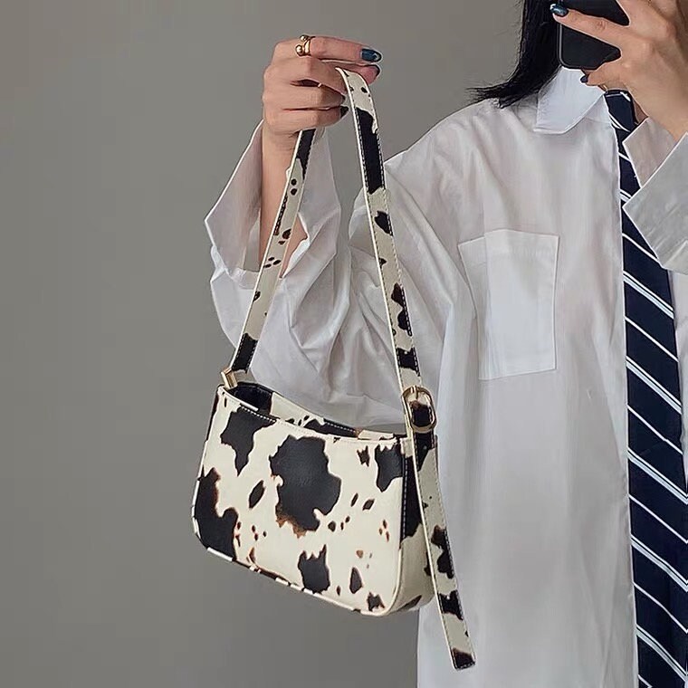 Riley cow print baguette shoulder bag y2k vintage sling bag | Etsy
