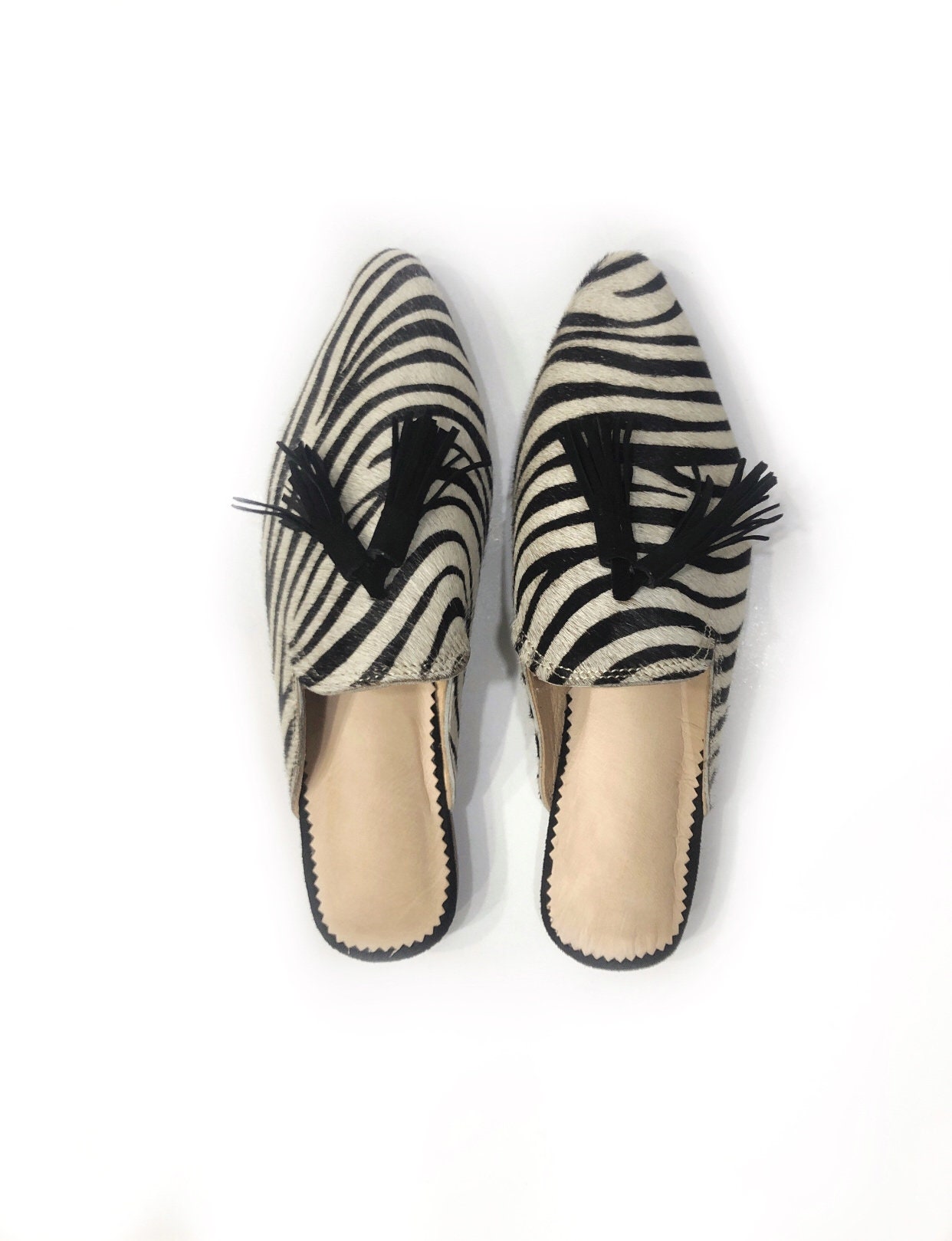 Modern Zebra Slippers for Women Leather Slipper Handmade Zebre - Etsy