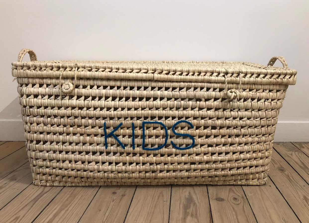 Toy Basket for Kids Wicker Storage Chest Toy Box Wicker Basket Etsy