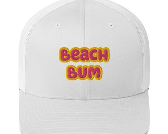 Beach Bum Embroidered Trucker Cap, Beach Hat, Baseball Cap, Beach Girl, Summer Hat, Trendy, Aesthetic, Gift for Her, Salt Life