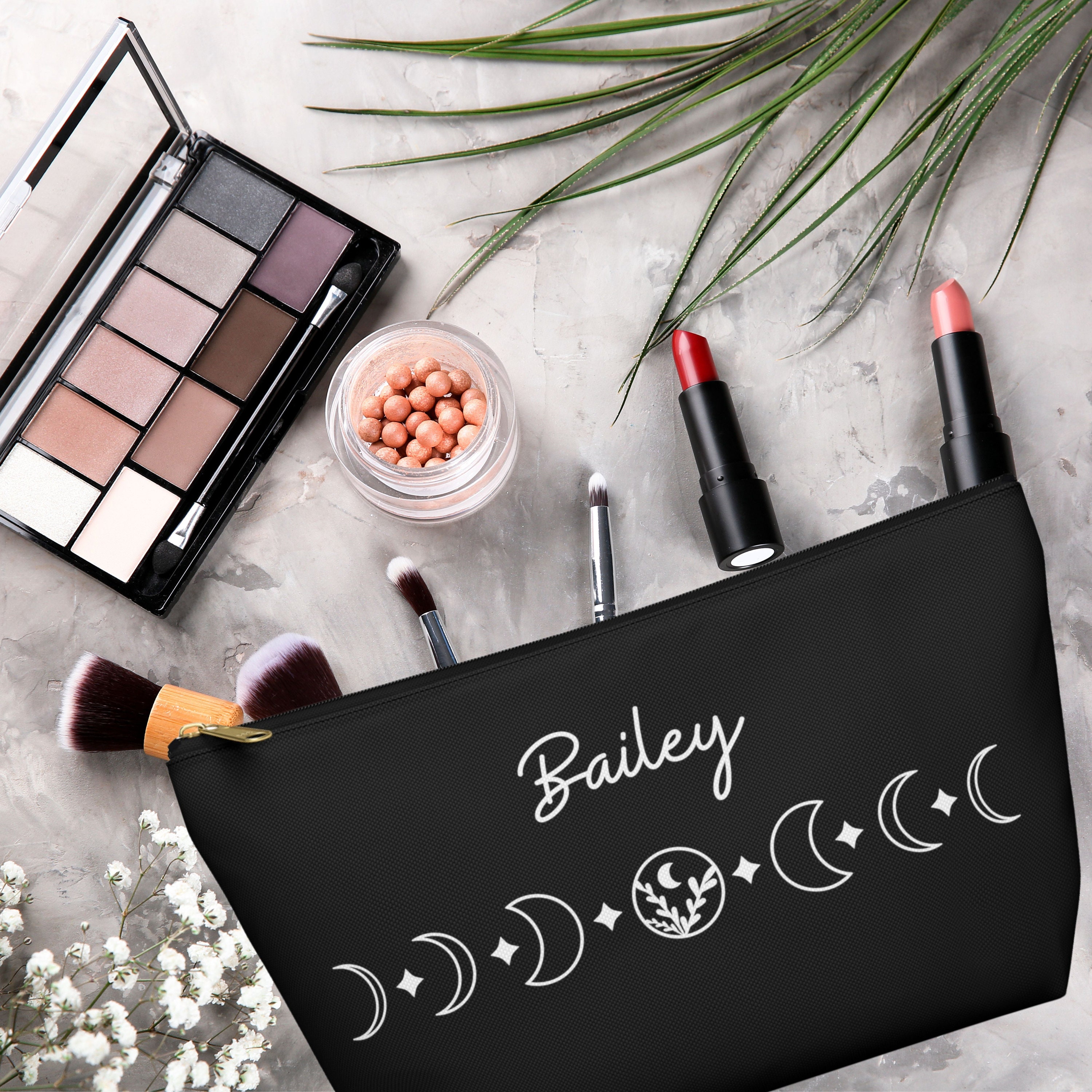 Personalized Black Moon Phases Makeup Bag Cosmetic Bag - Etsy