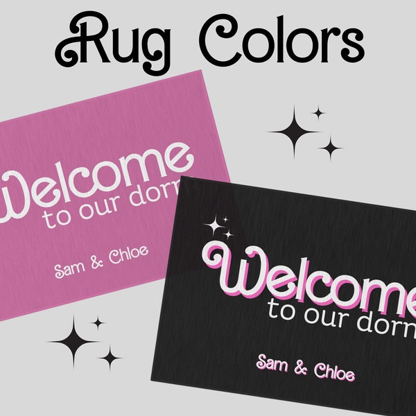 Dorm Room Welcome Mat, Pink Dorm Room Decor, Personalized roommates, Cute Girls Dorm, Sorority, College Welcome Mat, Barbi University