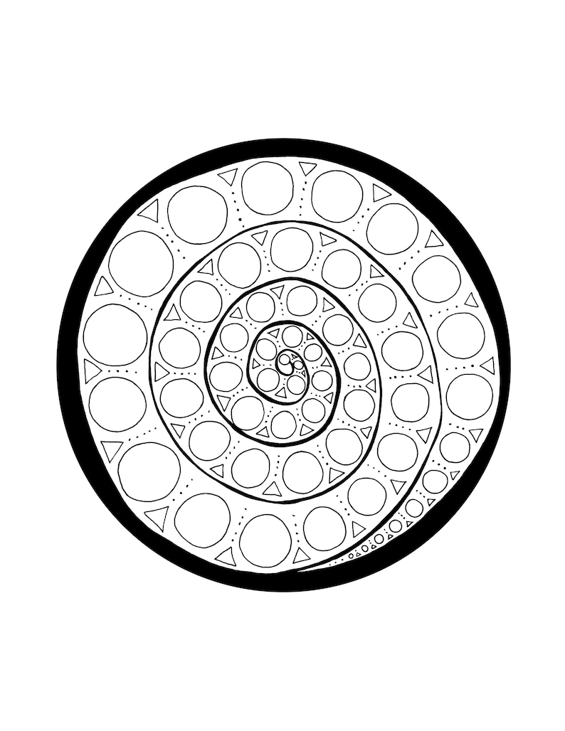 Coloring Page Spiral Circles dexis-iberica Digital Art & Collectibles