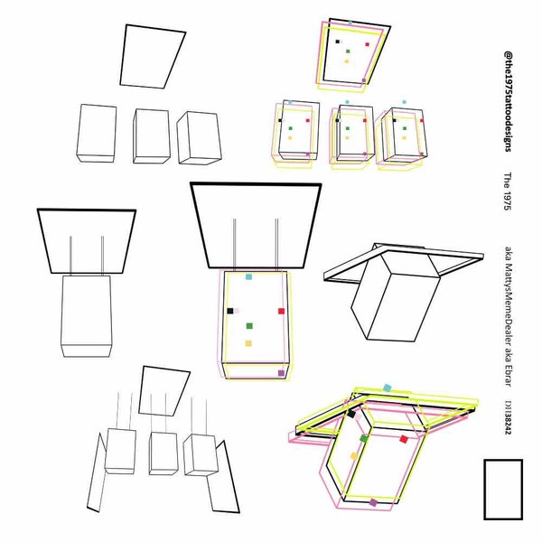 The 1975 stage and all era/albums Box tattoo designs by @the1975tattoodesigns on instagram