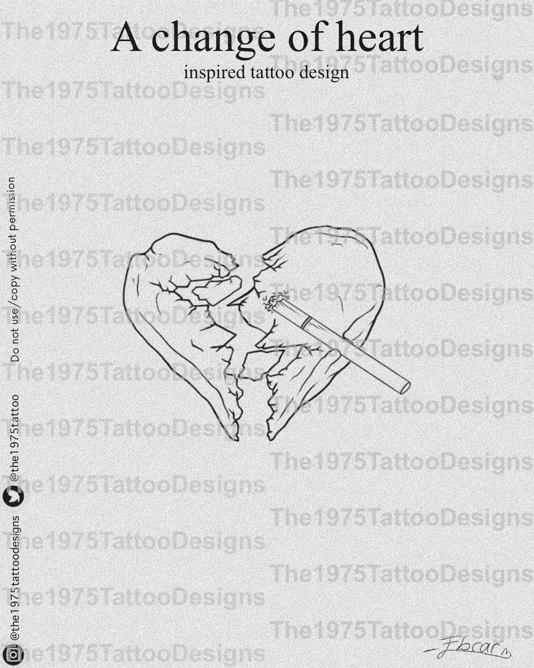 1975 a Change of Heart Lyrics Inspired Artwork Tattoo Design Etsy