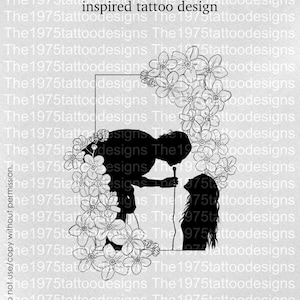 the 1975 robbers artwork- tattoo design with forget me not flowers