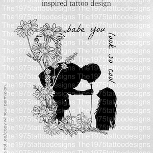 the 1975 robbers artwork- tattoo design with chamomile and lavender flowers ready to download 1/1 unique tattoo designs