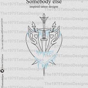 the 1975 somebody else inspired three of swords artwork- tattoo design ready to download tattoo design