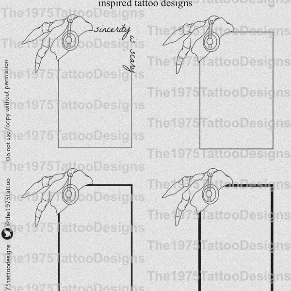 1975 sincerity is scary rectangle artwork- box tattoo design sheet set