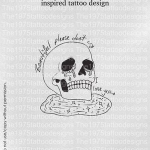 the 1975 then because she goes inspired crying skull artwork- tattoo design