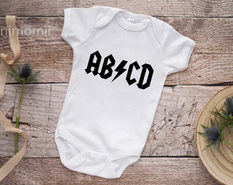 ABCD Babygrow - Bodysuit - Fun Rock and Roll Baby Vest - Alphabet bodysuit