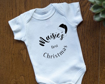 Baby First Christmas Bodysuit, Personalised Baby Name Bodysuit, Newborn Gift, Personalised Baby's name Baby Grow, Christmas Baby Gift