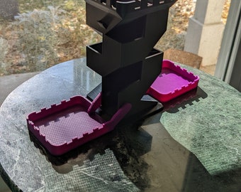 Dice Rolling Tower with Folding Trays Black & Dark Purple