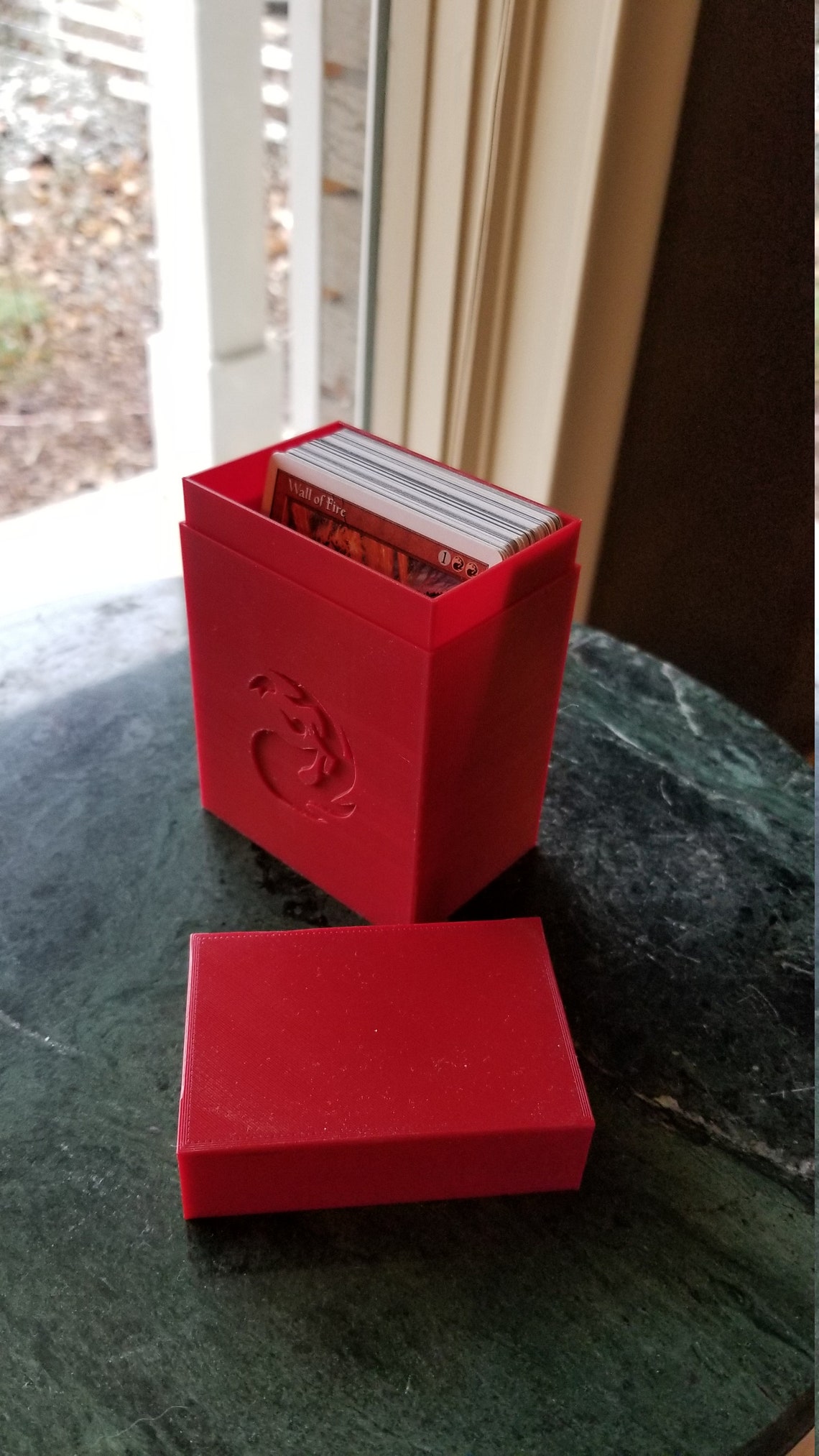 Clint S Mtg Red Mana Deck Box In Black With Embossed Mana Etsy