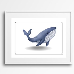 Wal Kinderzimmer Wandkunst / Ozean Tier Digitaldruck für Baby Junge / Blauer Wal Kinderzimmer Dekor / Nautische Kinderzimmer Wandkunst / Blauwal