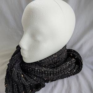 Black Tweed Reversible Scarf