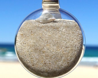 Colgante de arena para mujer, Colgante de arena de playa, Joyería costera, Plata 925